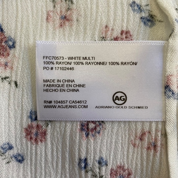 AG Maggie Tank Top, Spaghetti Straps, Floral, White Multi, XS NWT - Picture 14 of 15